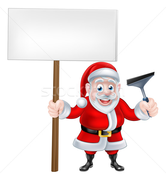Cartoon Santa Holding Sign and Squeegee Stock photo © Krisdog