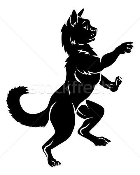 Pet Cat in Coat of Arms Rampant Heraldic Pose Stock photo © Krisdog
