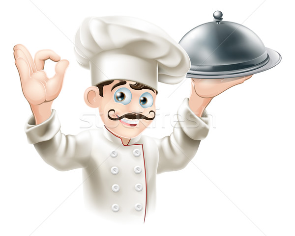 Gurmé szakács illusztráció tart ezüst oké Stock fotó © Krisdog