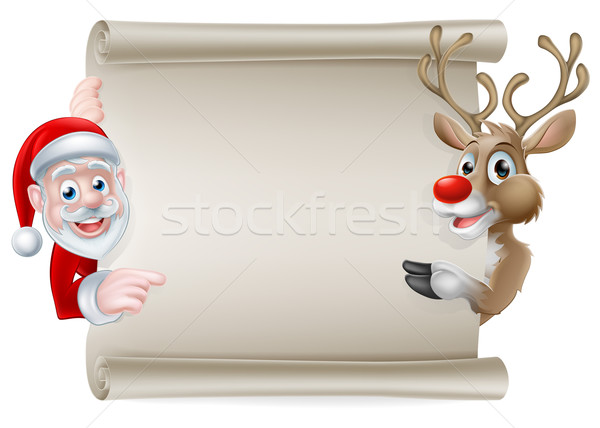 Stockfoto: Rendier · scroll · cartoon · christmas · teken