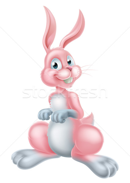 Karikatur rosa Osterhase Kaninchen Maskottchen Zeichen Stock foto © Krisdog