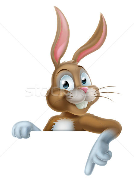 Пасхальный заяц кролик указывая вниз Cartoon характер Сток-фото © Krisdog
