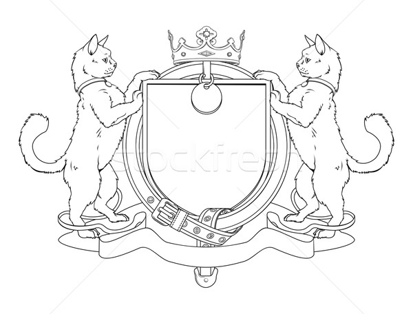 Stock photo: Cat pets heraldic shield coat of arms