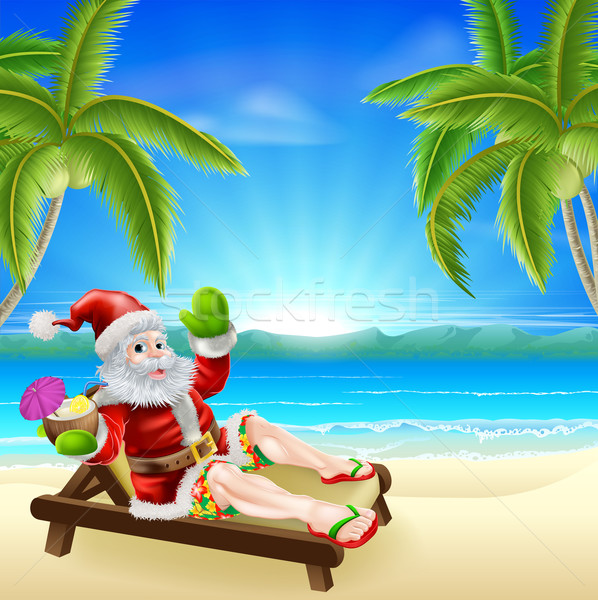 Zdjęcia stock: Lata · christmas · Święty · mikołaj · plaży · scena · ilustracja