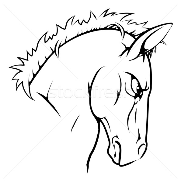 Pferd Maskottchen Zeichen schwarz weiß Illustration Stock foto © Krisdog