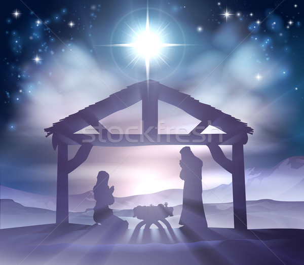 Stock photo: Nativity Christmas Scene