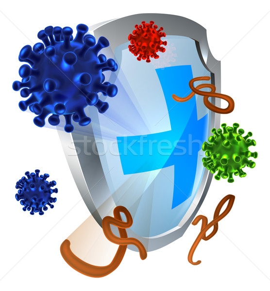 Stock fotó: Antibakteriális · vírus · pajzs · védelem · baktériumok · el