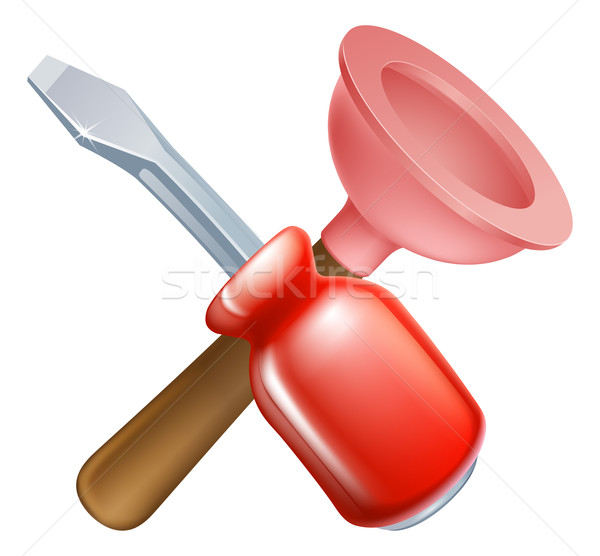 Tournevis outils icône cartoon construction Photo stock © Krisdog