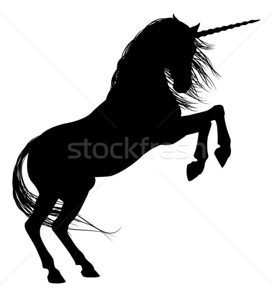 Rearing Unicorn Silhouette Stock photo © Krisdog