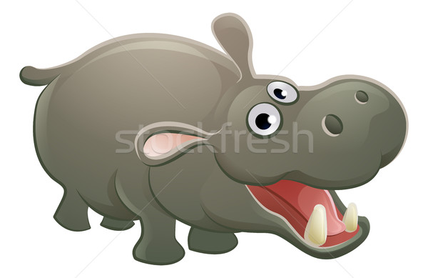 Stock photo: Hippopotamus Animal Cartoon Character