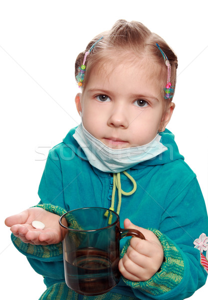 Mädchen Medizin traurig krank Hand Stock foto © krugloff