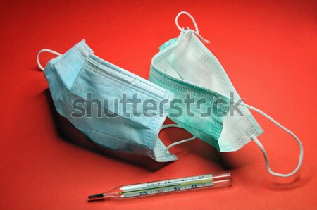 Orvosi felszerelés eldobható orvosi maszkok hőmérő tanúvallomás Stock fotó © krugloff