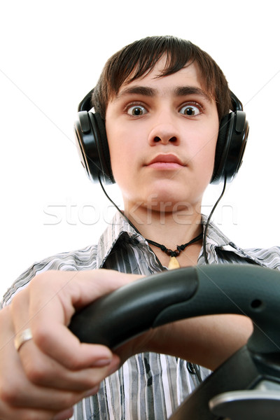 Nastolatek komputera emocje gra komputerowa twarz oczy Zdjęcia stock © krugloff