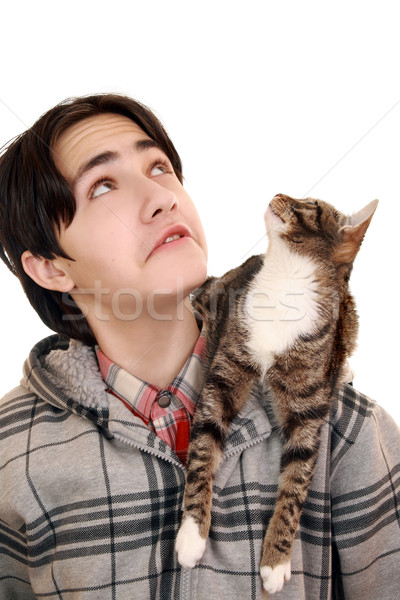 Adolescent chat visage yeux garçon [[stock_photo]] © krugloff