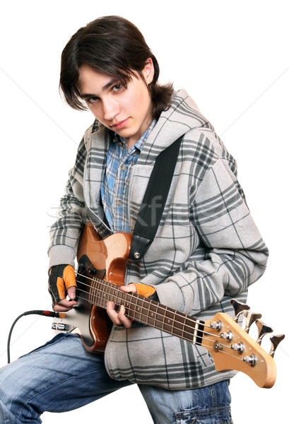 Jeune homme Rock musicien jeunes jouer basse [[stock_photo]] © krugloff