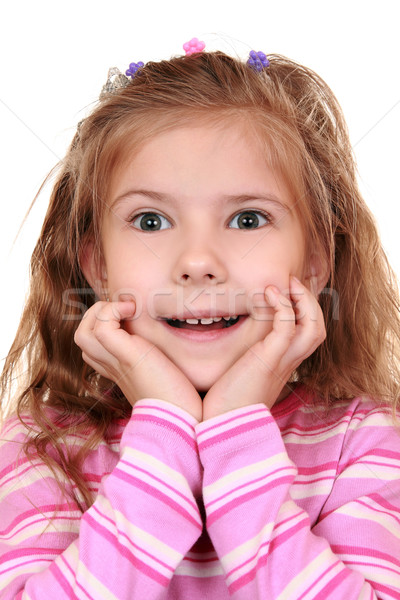 Gefühlvoll Mädchen Bewunderung Überraschung Lächeln Kind Stock foto © krugloff