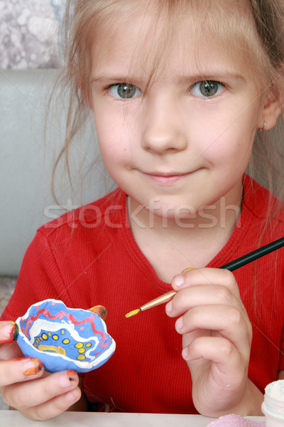 Jeunes artiste fille argile artisanat main Photo stock © krugloff
