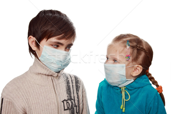 Enfants médicaux masques soeur adolescent personne [[stock_photo]] © krugloff