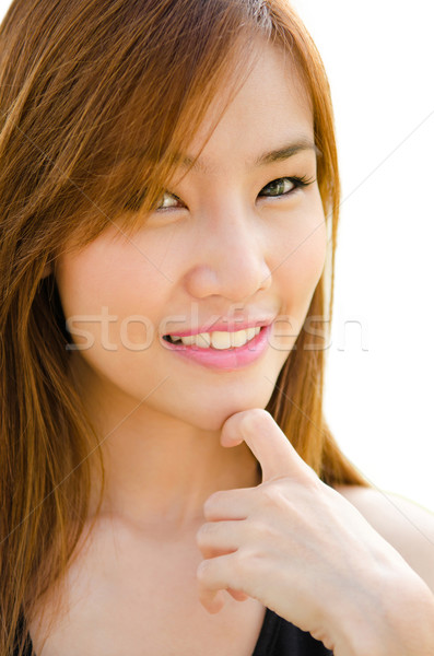 Gülen genç kadın güzel genç Asya kadının gülümseme Stok fotoğraf © kttpngart