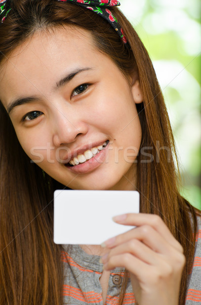 Sevimli kız kredi kartı portre Stok fotoğraf © kttpngart