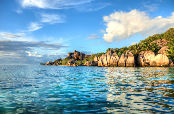 Stockfoto: Strand · Seychellen · bron · la · eiland · water