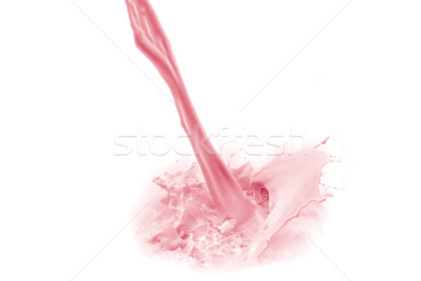 Stockfoto: Aardbei · melk · splash · geïsoleerd · witte