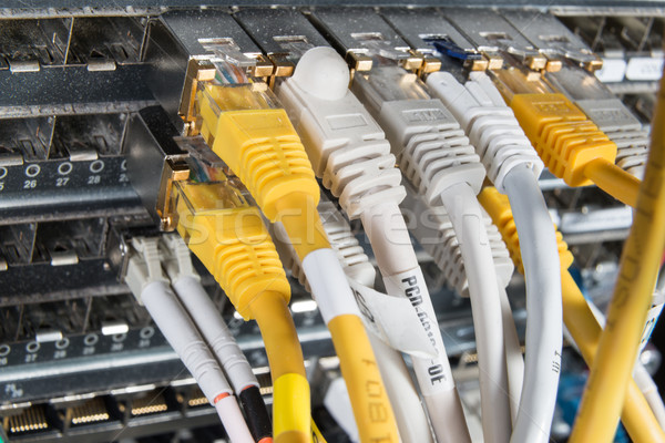 Hálózat csomópont folt kábelek közelkép ethernet Stock fotó © kubais