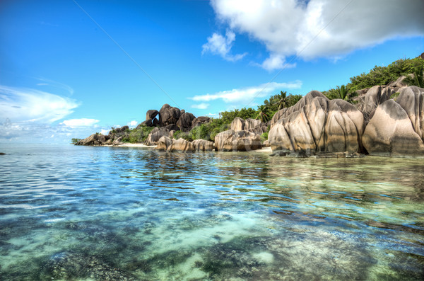 Strand Seychellen bron la eiland water Stockfoto © kubais