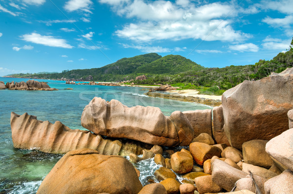 tropical turquoise sea with granite boulders Stock photo © kubais