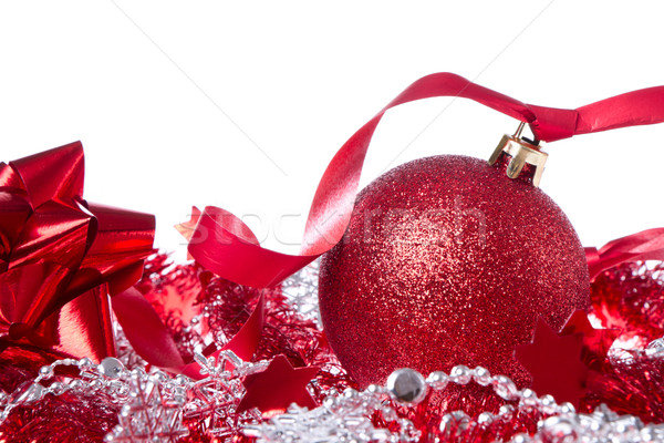 Stock photo: ball with ribbon and tinsel
