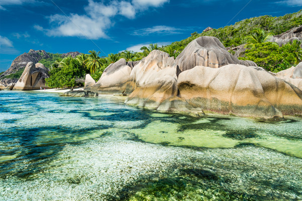 Anse Sous d'Argent beach with granite boulders Stock photo © kubais