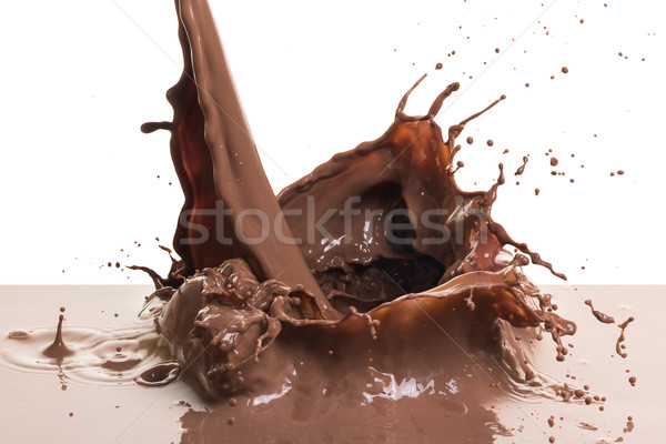 Heiße Schokolade splash isoliert weiß Textur Stock foto © kubais