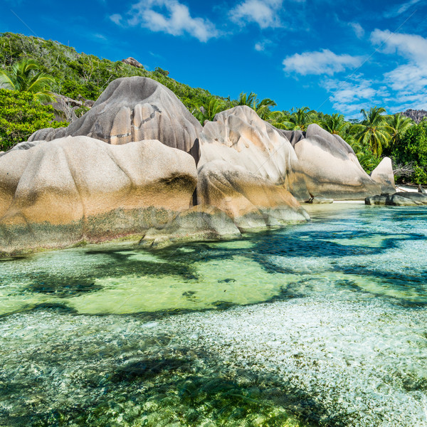 Anse Sous d'Argent beach with granite boulders Stock photo © kubais