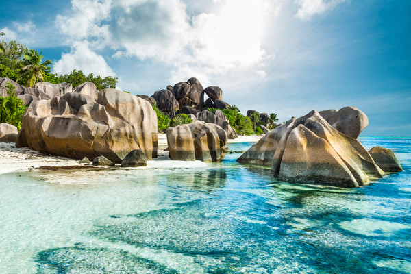 Anse Sous d'Argent beach with granite boulders Stock photo © kubais