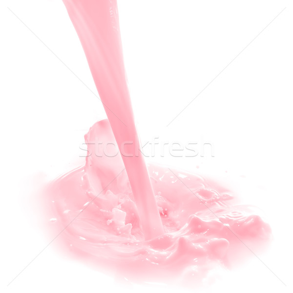 Foto stock: Fresa · leche · Splash · aislado · blanco · alimentos