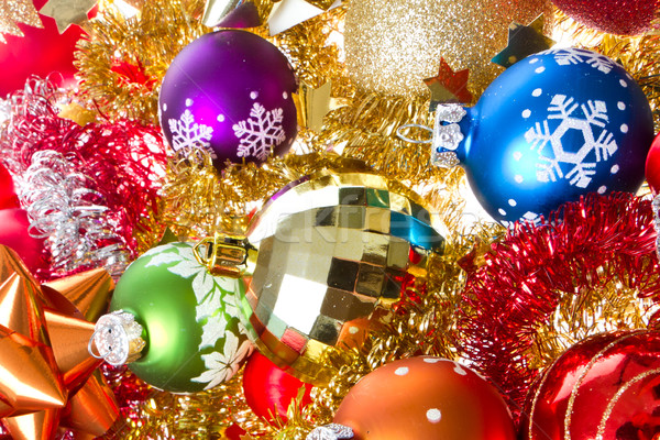 christmas balls and tinsel Stock photo © kubais