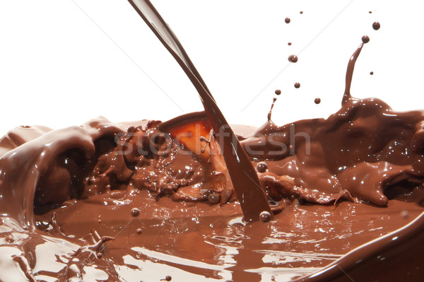 Gießen Schokolade splash isoliert weiß Milch Stock foto © kubais