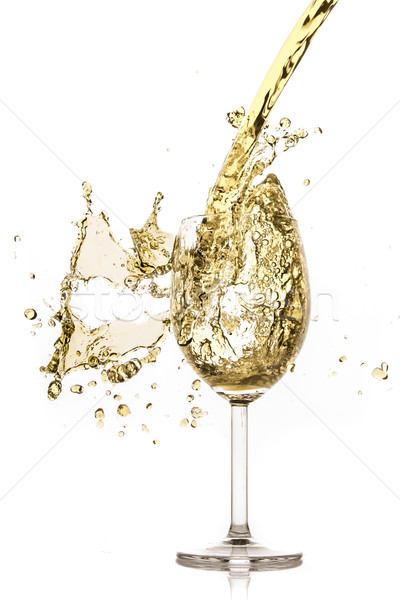 Foto stock: Vinho · branco · salpico · isolado · branco · abstrato · beber