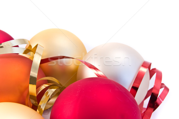 christmas glass balls decorated with ribbons Stock photo © kubais