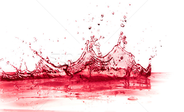 Foto stock: Vinho · tinto · salpico · isolado · branco · água · vinho