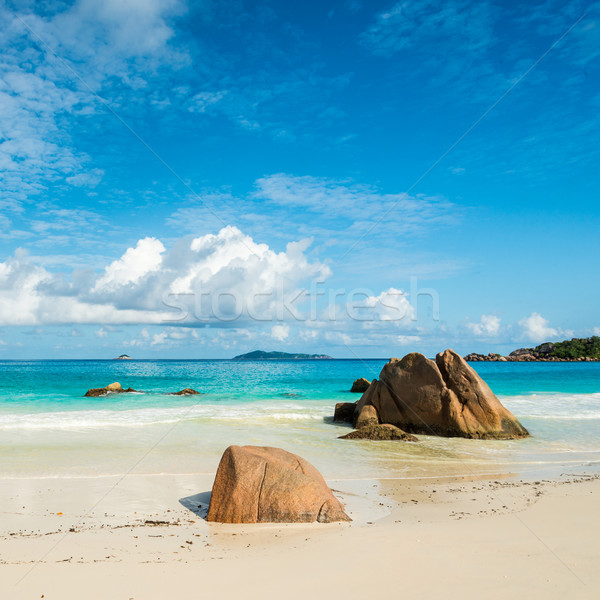 Strand eiland Seychellen hemel water landschap Stockfoto © kubais