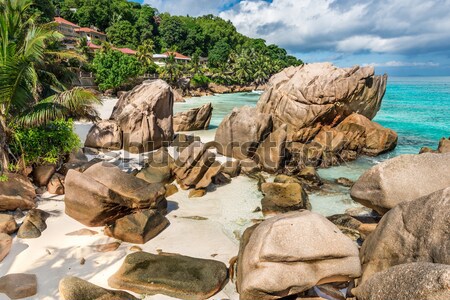 Strand Seychellen la eiland hemel water Stockfoto © kubais