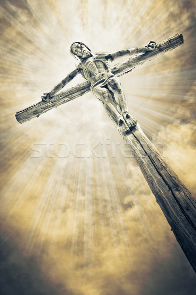 Gesù cross cielo luce chiesa bible Foto d'archivio © kubais