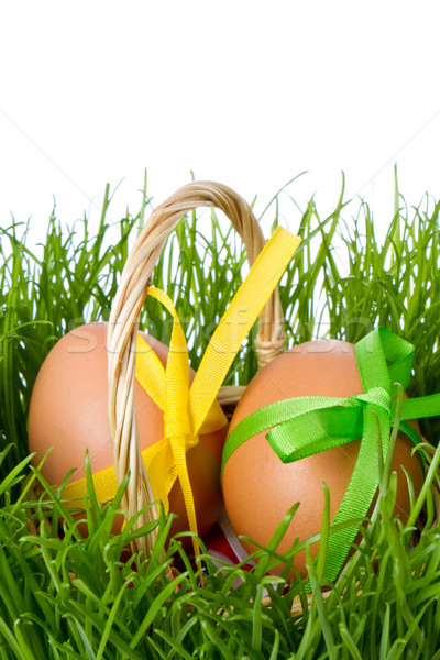 Cesta huevos de Pascua hierba Pascua feliz verde Foto stock © kubais