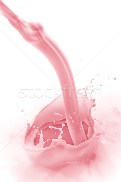 Fraise lait Splash isolé blanche [[stock_photo]] © kubais