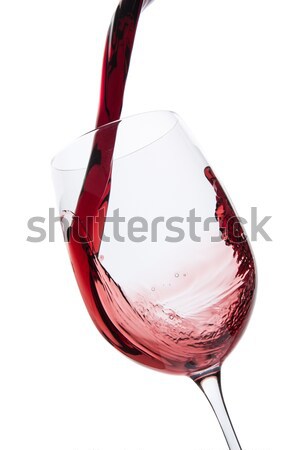 Vörösbor üveg áramló borospohár izolált bor Stock fotó © kubais