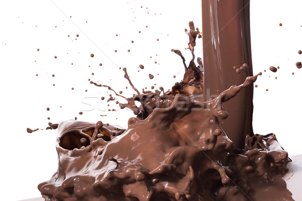 Foto stock: Chocolate · quente · salpico · isolado · branco · textura