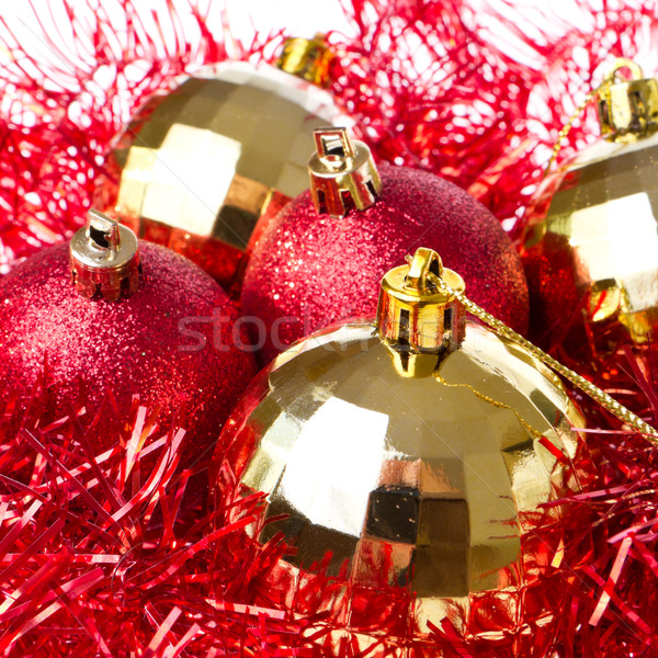 Stock photo: christmas balls with tinsel