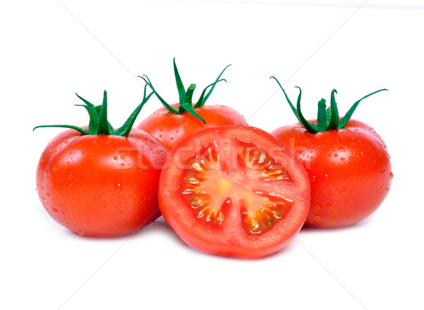 Três tomates um metade branco natureza Foto stock © kuligssen