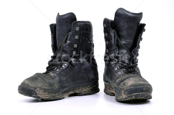 Militar botas usado sujo couro exército Foto stock © kuligssen